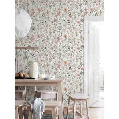 Orainege Pink Floral Peel and Stick Wallpaper Removable Self Adhesive Wallpaper 16.9inx118.1in Modern Wall Paper for Bedroom Bathroom Green Leaf Contact Paper for Cabinets