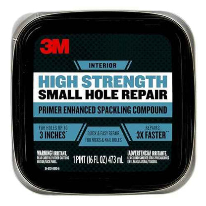 3M High Strength Spackling Compound, 16 oz., Small Hole Repair Primer Enhanced Spackling Compound, Quick & Easy Repair For Nicks & Nail Holes, No Shrinking, Cracking or Sagging (SHR-16-BB)