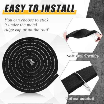 2 Pcs Metal Roofing Universal Vented Ridge Closure Strips 2 W x 25' L (50'l Total) Closure Self Adhesive Roof Panel Felt Tape Waterproof Windproof Seal for Metal Panels Insulation Weather Barrier