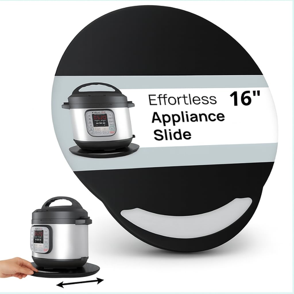 Ibyx Elegant Round Sliding Tray for Your Pressure Cooker, Air Fryer & Heavy Kitchen Appliances - Sturdy, Slides Easily from Under The Cabinet (Natural, 13”)