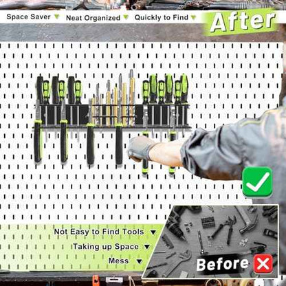 Screwdriver Holder Wall Mount,Heavy Duty Metal Utility Bit Organizer for Screw driver Pliers Drill Bits Small Tools,Screwdriver Organizer Suitable Garages Homes Workshops Sheds (54 holes 2pc)