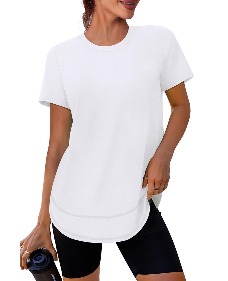 Summer Tops for Women 2026 Short Sleeve Workout Clothes Athletic Shirts Pilates Outfits Camisetas Deportivas para Mujer Blue L