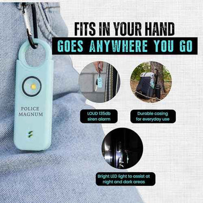 Police Magnum Personal Safety Alarm & Pepper Spray Combo Self Defense Pack for Women- Loud 135db Siren with Light & Max Strength Flip Top Pepper Spray Protection
