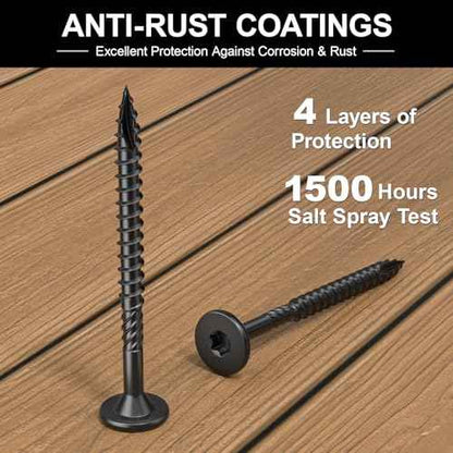 #14 Heavy-Duty Wood Screws, Star Drive Deck Screws, Rust Resistant Timber Screws for Timber/Log/Landscaping Wood (10 Inch,50Pcs,Black)