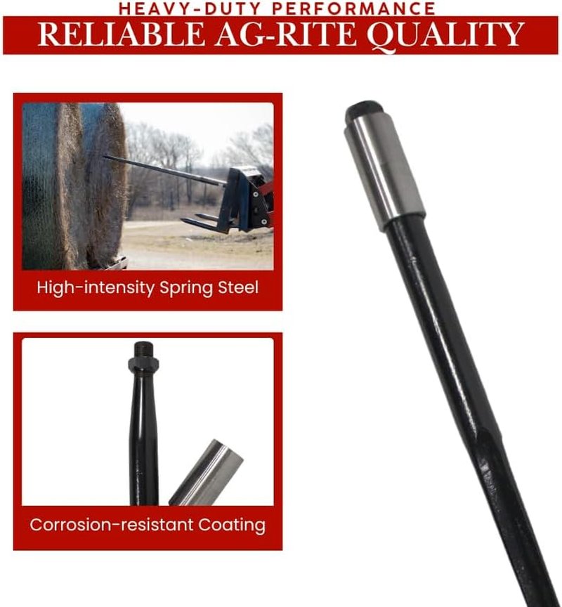 Ag Rite Bale Spear - 43-Inch Heavy-Duty Hay Spear | 3,500 lb Capacity for Tractors & Loaders