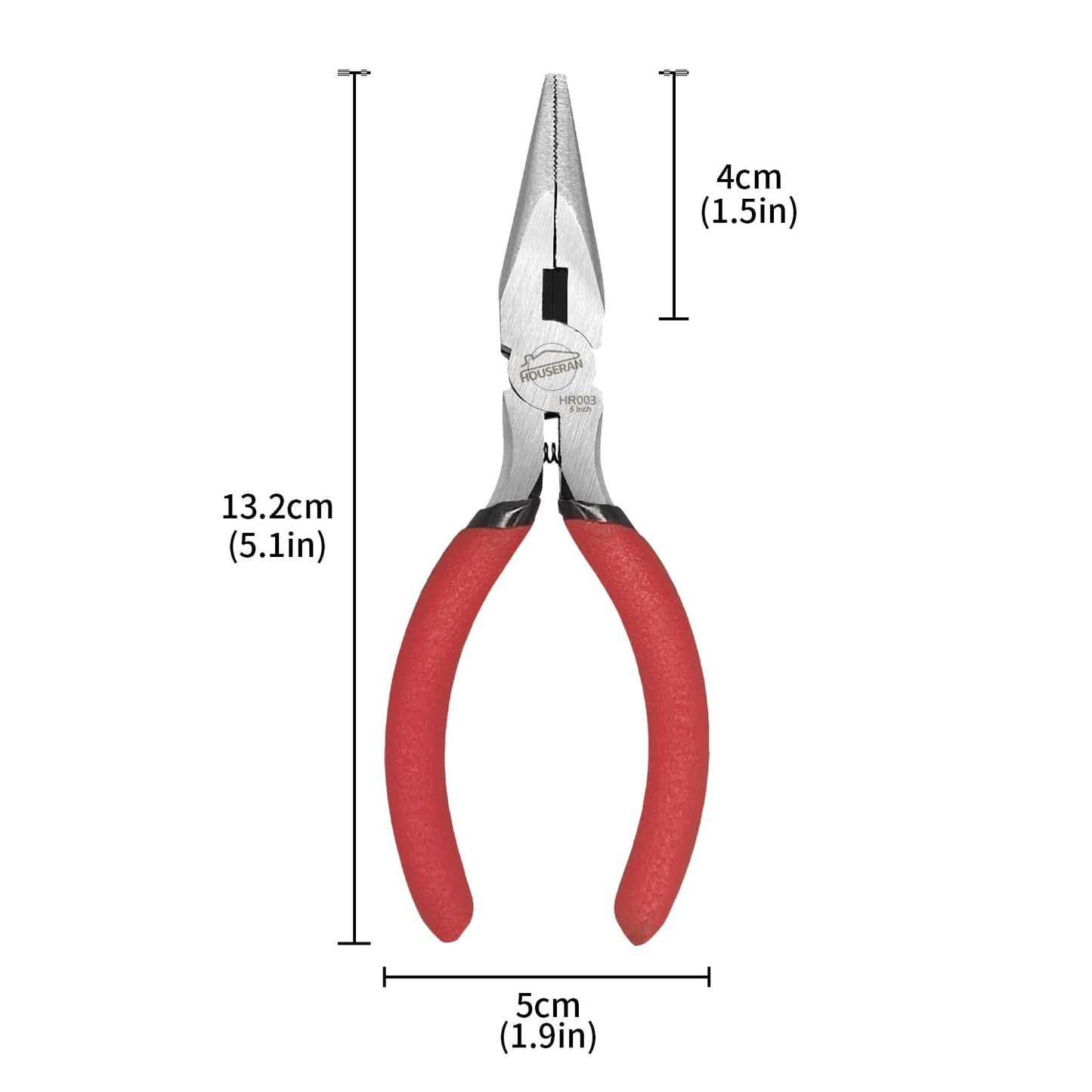 HOUSERAN Needle Nose Pliers, 5 Inch, 5 Pack, Long Nose Pliers with Side Cutter, Spring Loaded for Cutting and Bending Wire