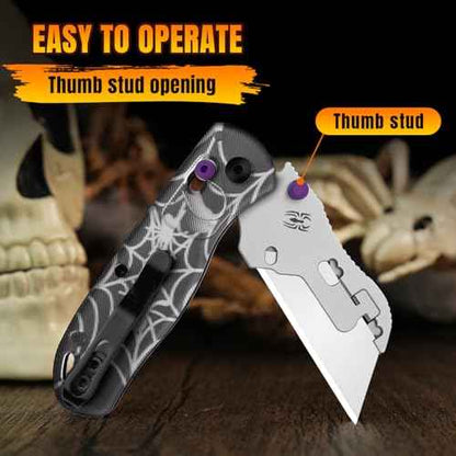 Kizer Uti Bear(Tool-Free Version) Folding Utility Knife, Quick Change Box Cutter EDC knife with 5PCS Razor Blades, Clutch Lock Small Pocket Knives for Men Women Gift V3619JHW2