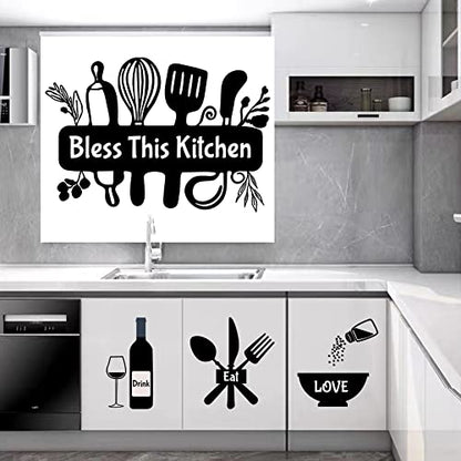 Large Kitchen Decals Quotes Kitchen Wall Stickers is The Heart of Home Vinyl Wall Sign Art Decor Word Saying with Kitchenware Big Butterfly DIY Wall Design Art Decor Home Decor.