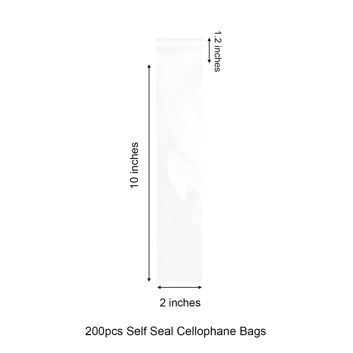 EKAPACKAGING 200Pcs 2x10 Inches Self Sealing Cellophane Bags Clear Pretzel Rod Bags for Treat, Candy Melts, Cookie, Popsicle, Ice Pop