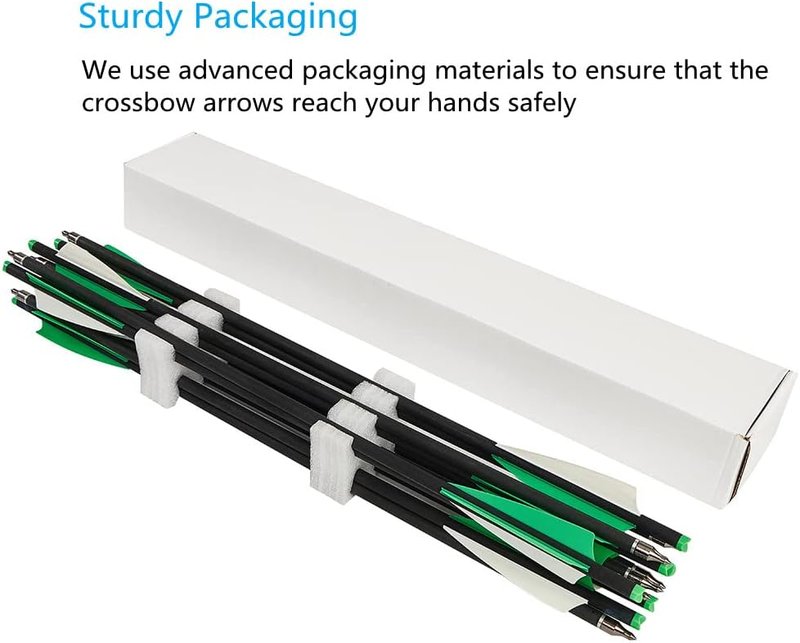 20 Inch Carbon Crossbow Bolts Set - 12 Hunting Arrows with 6 Broadheads for Archery Practice | Durable Carbon Material
