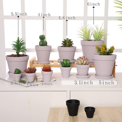Pink Terra Cotta Pots with Saucer- 6-Pack Small Terracotta Pot Clay Pots 4'' Clay Ceramic Pottery Planter Cactus Flower Pots Succulent Pot with Drainage Hole- Great for Plants,DIY Craft Projects