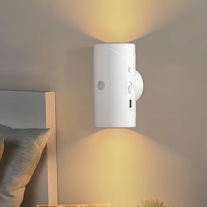 LED Wireless Wall Sconce, Motion Sensor Light Indoor, 1500mAh Rechargeable Battery Operated Wall Sconces for Bedroom Bedside Hallway Courtyard Doorway (White-Warm White)