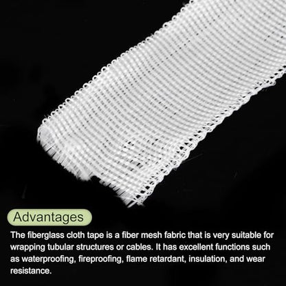 MECCANIXITY Fiberglass Cloth Tape Fiberglass Mesh Glass Fiber Mesh Woven Fiberglass Fabrics Insulation Tape 30m(33 Yard) x25mmx0.17mm for Reinforcement Repair