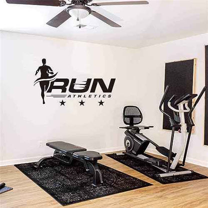 Track and Field Running Wall Decals ? Inspirational Sports Quotes for Kids' Room ? Motivational Wall Art for Boys and Girls ? Size: 17"x30" inch (Black-JWH363-Run)