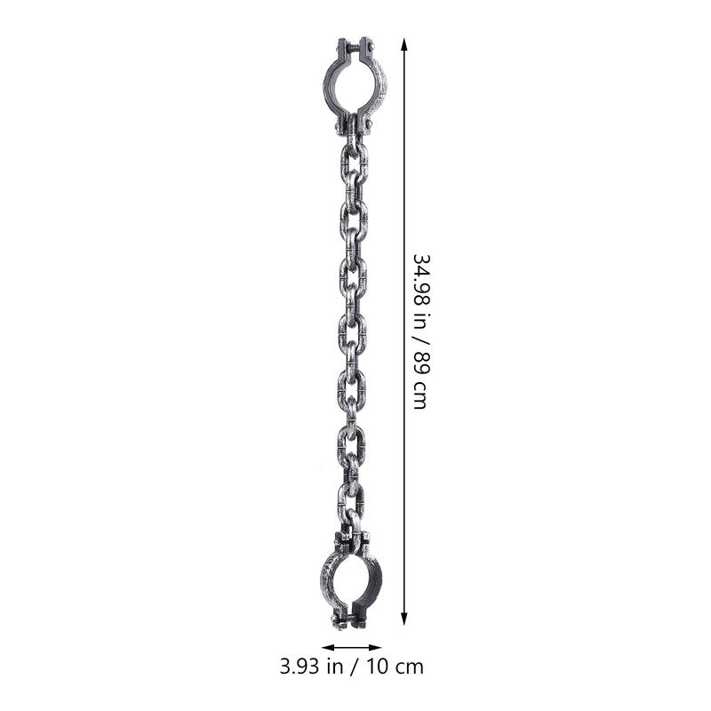 BESTOYARD Halloween Plastic Wrist Shackles Prison Handcuffs with Chain Links for Cosplay Costume Party Decoration, Black, 35 Inches Long