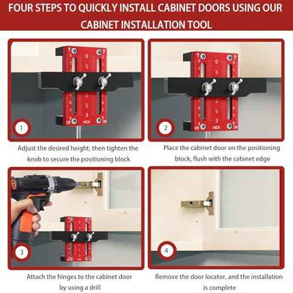 Cabinet Door Installation Positioners, Installation Jig for Cabinet Door, Aluminum Adjustable Mounting Jig Positioning Tool, Cabinet Door Positioning tool Compatible for Most Cabinet Doors