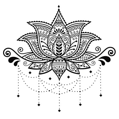 Black Mandala Lotus Wall Decals Indian Boho Namaste Flower Wall Sticker 23.6x15.7inch Hippie Buddhism Meditation Wall Art Decor for Headboard Bedroom Living Room Yoga Studio