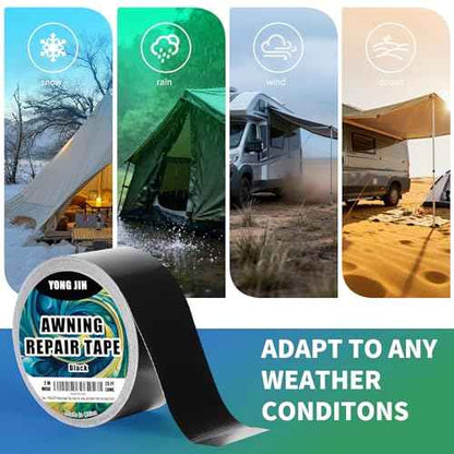 YONGJIN RV Awning Repair Tape, Heavy Duty Outdoor Tent Repair Tape and Tarp Tape, Waterproof Tarp Patch Kit for Camper, Boat Covers, Canvas, Sail, Canopy, and Outdoor Fabric Tear Repair (2 inch)