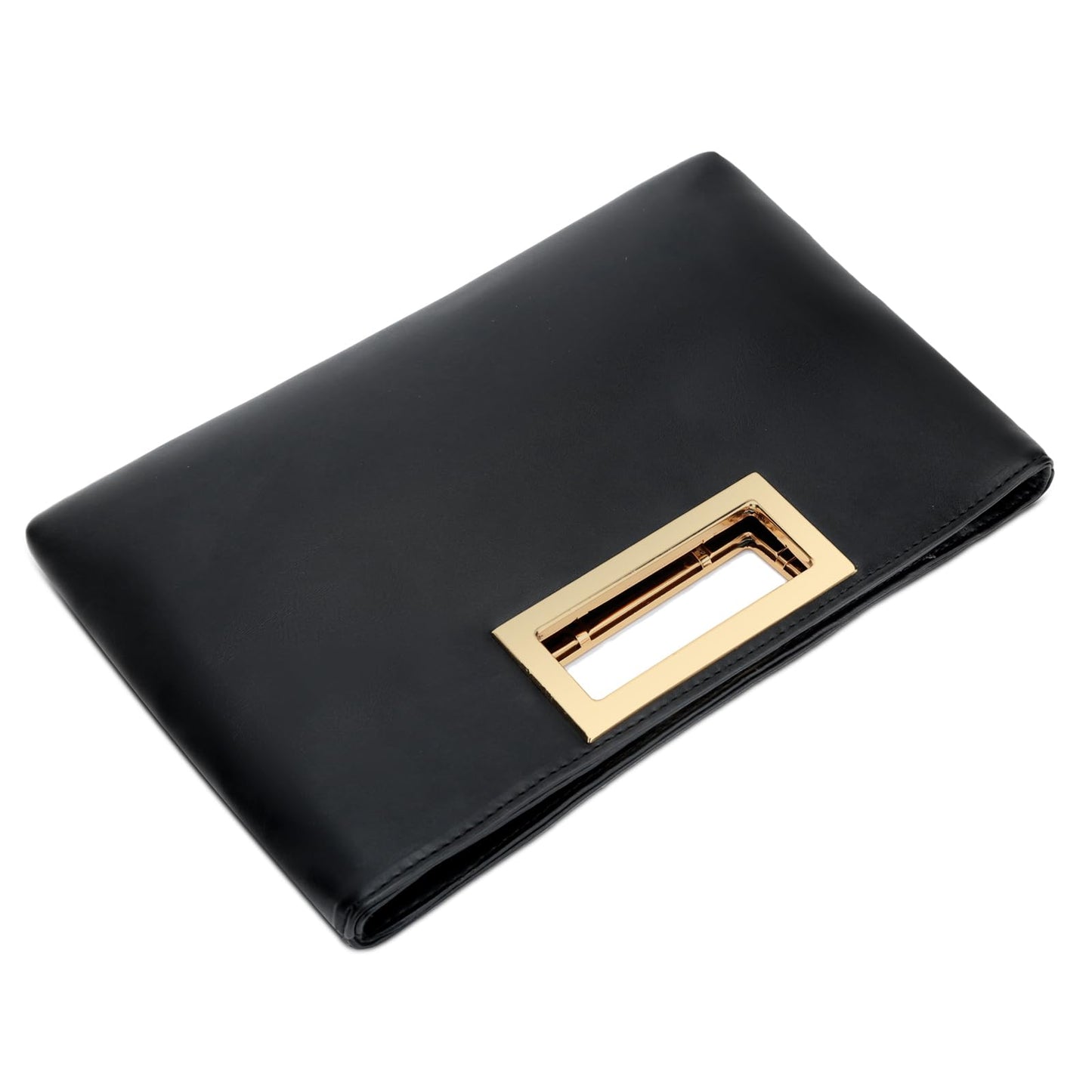 KKXIU Clutch Purse for Women Vegan Leather Evening Bag Formal Handbag for Wedding Party Prom Bridal (Black)