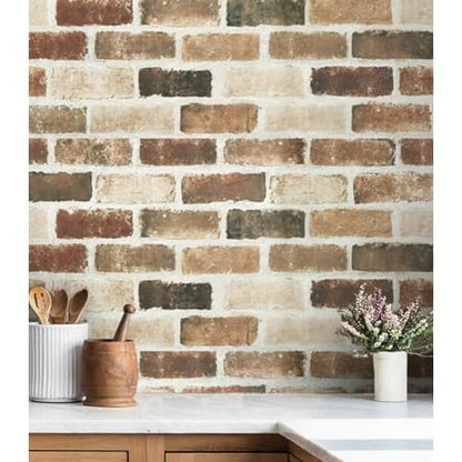 Timeet Brick Wallpaper Peel and Stick Wallpaper Faux Brick Wallpaper 3D Brick Wallpaper Brown Self Adhesive Removable Wallpaper for Wall Backsplash Seasonal Autumn Decor 17.5 "x 118.1"