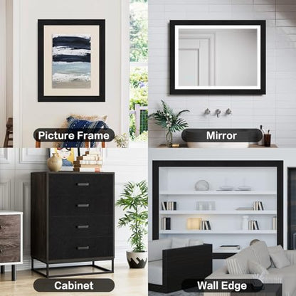 10M Black Mirror Tape Border Peel and Stick, Removable Self Adhesive Mirror Borders for Bathroom Decor Sticker 1.96'' x 393''