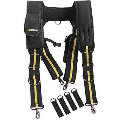 MELOTOUGH Suspenders Tool Belt Suspenders with Large Moveable Phone Holder, Pencil Holder, Adjustable Size Padded Suspenders¡¦