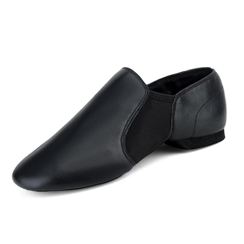 Prcfurdcge Jazz Shoes for Women Men PU Leather Unisex Slip-On Dance Shoes Black 10M