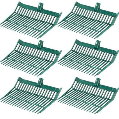 WILLBOND 6 Pcs Manure Fork Head 18 Tines Pitch Fork Head with Screws and Nuts Durable Stable ABS Plastic Replacement Pitchforks for Gardening Horse Stall Picking up Manure Grass Hay Olive