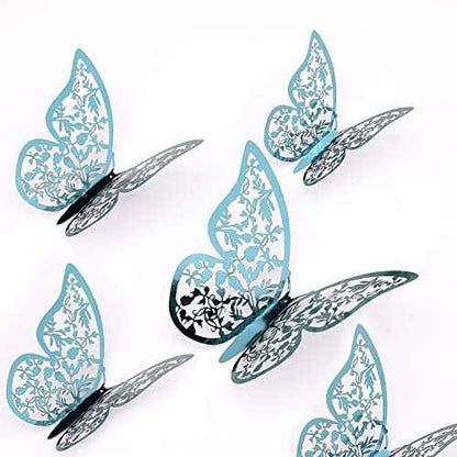 AIEX 24 x 3D Butterfly Ornaments with 3 Different Sizes (Indigo)