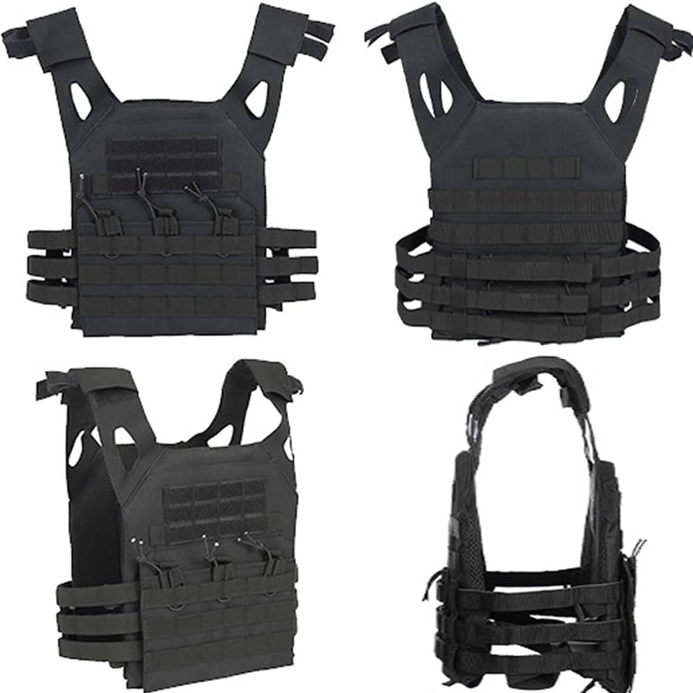 SANYETS Tactical Airsoft Vest,Black Lightweight Vest and Cap,Gloves,Balaclava for Costume, Men's Airsoft Tactical Gear