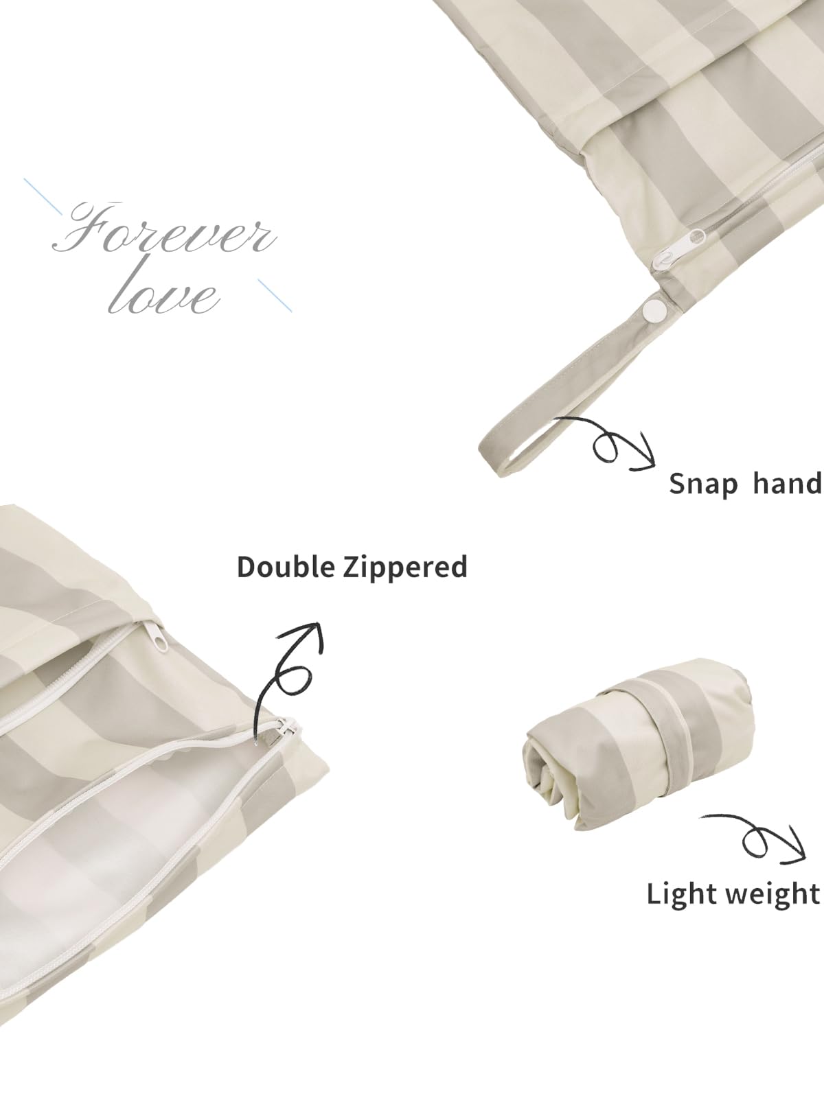 ALVA 2pcs Cloth Diaper Wet Dry Bags Waterproof Reusable with Two Zippered Pockets Travel Beach Pool Daycare Soiled Baby Items Yoga Gym Bag for Swimsuits or Wet Clothes LZ8485