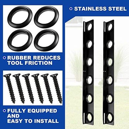 Dunzy 4 Sets 6-Tool Landscape Trailer Rack for Lawn Equipment 6 Hole Hand Tool Storage Rack Landscaping Shovel Holder for Truck with Rubber Grommets and Mounting Hardware Accessories, Black