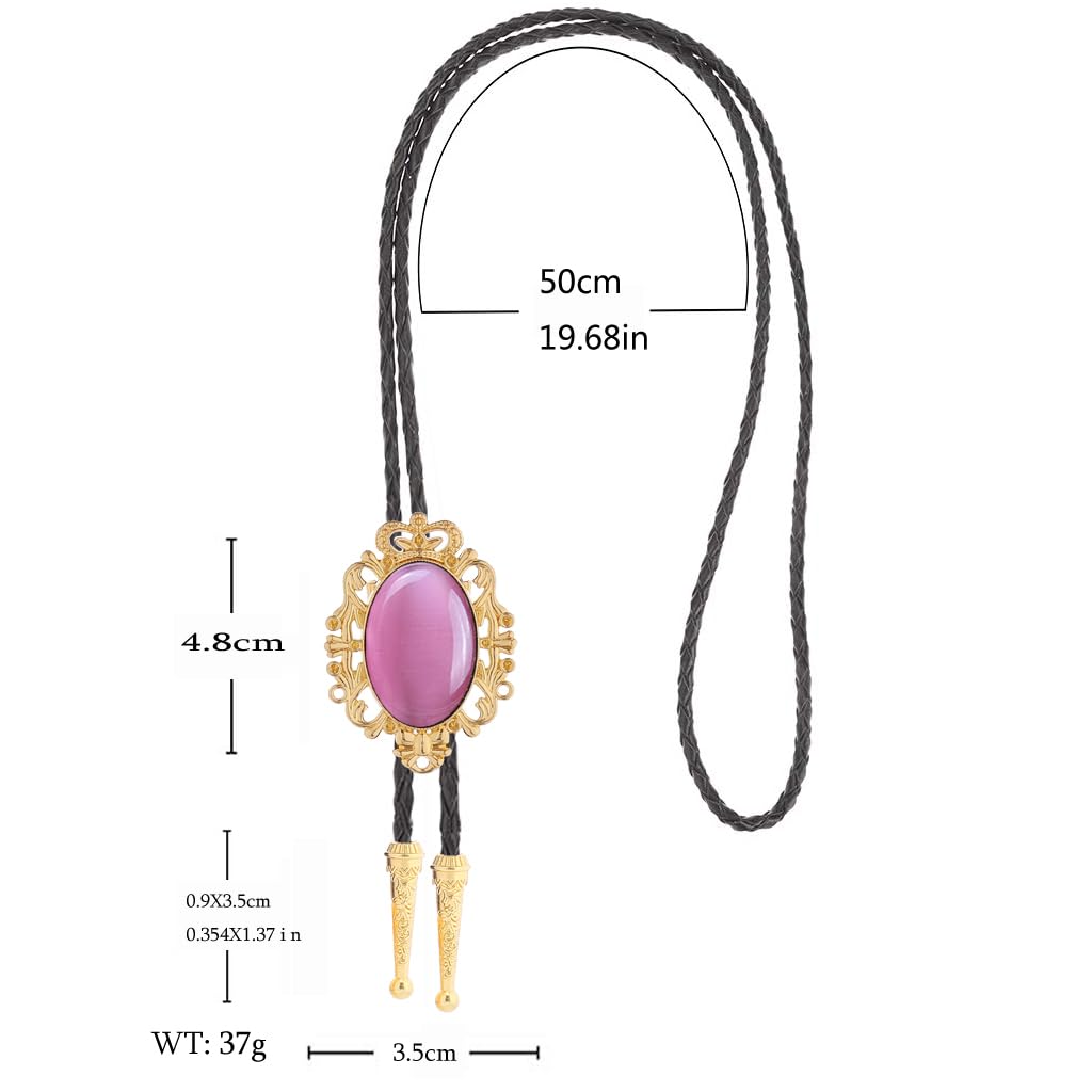 GelConnie Pink Bolo Tie - Western Cowboy Bolo Tie with Leather Cord & Turquoise Stone for Men & Women