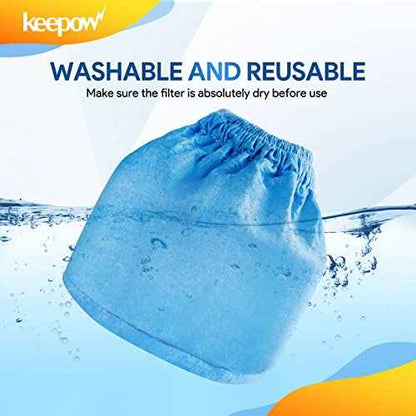 KEEPOW VRC2 Cloth Filter Compatible with Vacmaster 1.5 to 3.2 Gallon Wet/Dry Vacuums, Also Compatible with Shop Vac AA155 AA256 AA255, 2 Pack