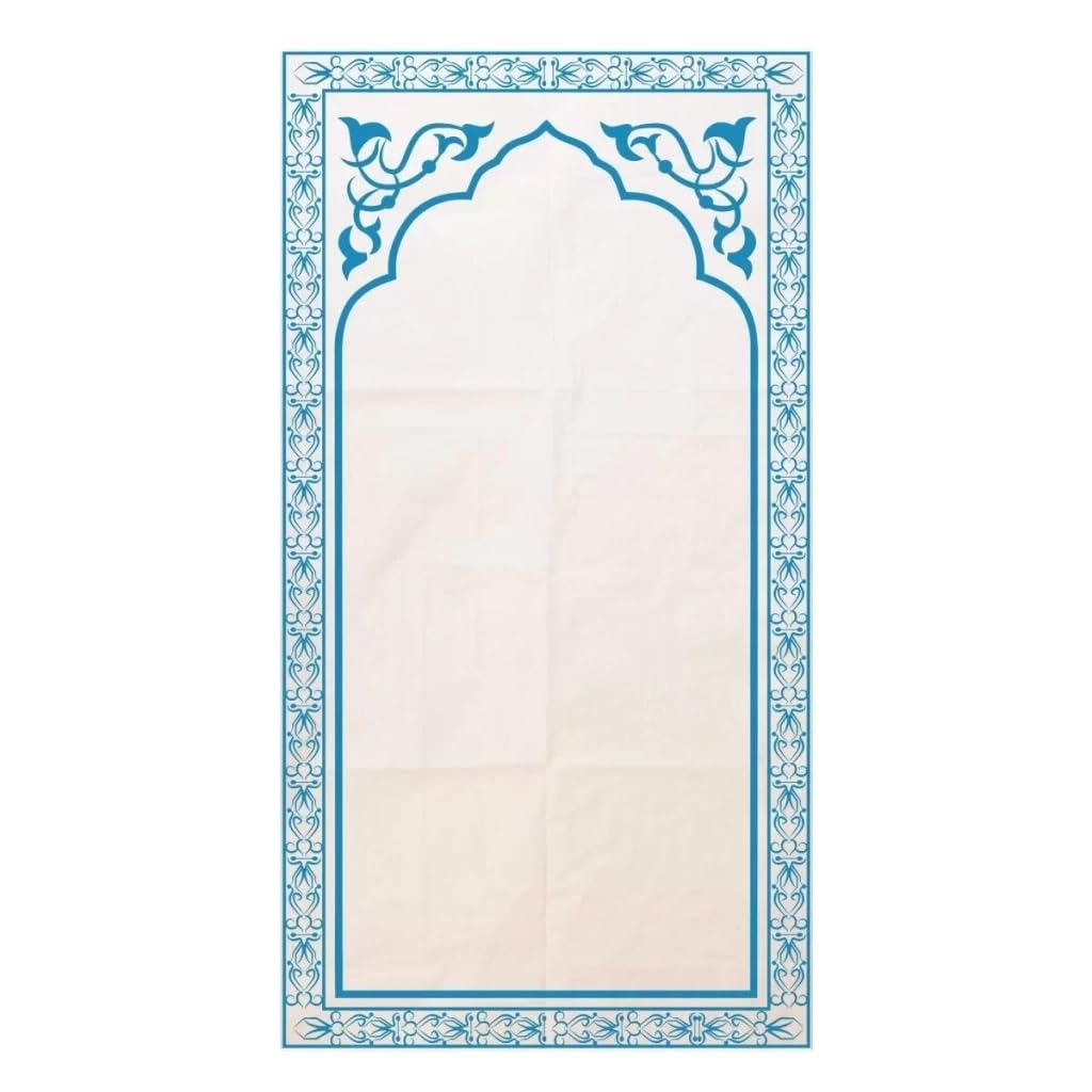 Decoret Hygienic and Practical Prayer Rug for Muslims,Islamic Disposable Portable Prayer Rug/Mat, Mosque,Hotel,Restaurant,Cafe,Comfortable Use for Guests,Waterproof- 100pcs-19 * 43 İnc (Blue)