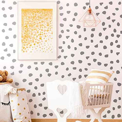 500 Pieces Irregular Polka Dots Boho Wall Decal Vinyl Nursery Wallpaper Sticker Wall Decor Peel and Stick Dot Wall Sticker for Kids Baby Girl Bedroom Home Classroom Decoration (Silver)