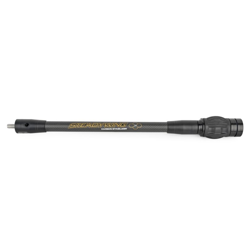 AMEYXGS Archery Bow Stabilizer for Compound Bow, 3K Carbon Fiber 6", 8", 10", 12" Rods, Damping System, Weights Kit, Single Side V-Bar Mount,Quick Disconnect (12″)