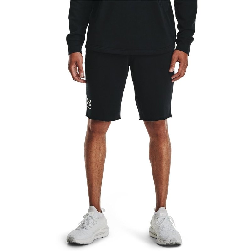 Under Armour Mens Rival Terry Shorts , Black (001)/Onyx White , Small