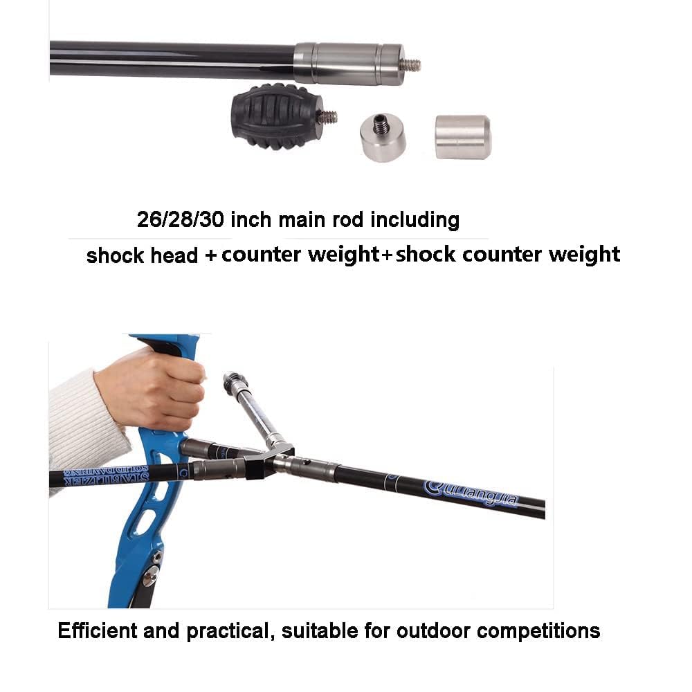AMEYXGS Balance Bar Stabilizer 3/4/5/10/12/26/28/30 inch Carbon Fiber Bow Stabilizer Extension Pole Rod Bow Stabilizer Weight Silencer Damping for Recurve Bow and Compound Bow (Gray, 10 inch)