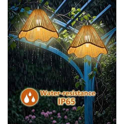 Solar Chandelier Outdoor Waterproof, Gazebo Lights Solar Powered with Remote Control, Boho Hanging Pendant Light for Porch, Patio, Pergola, Shed, Garden Decor, Balcony(2 Lights)