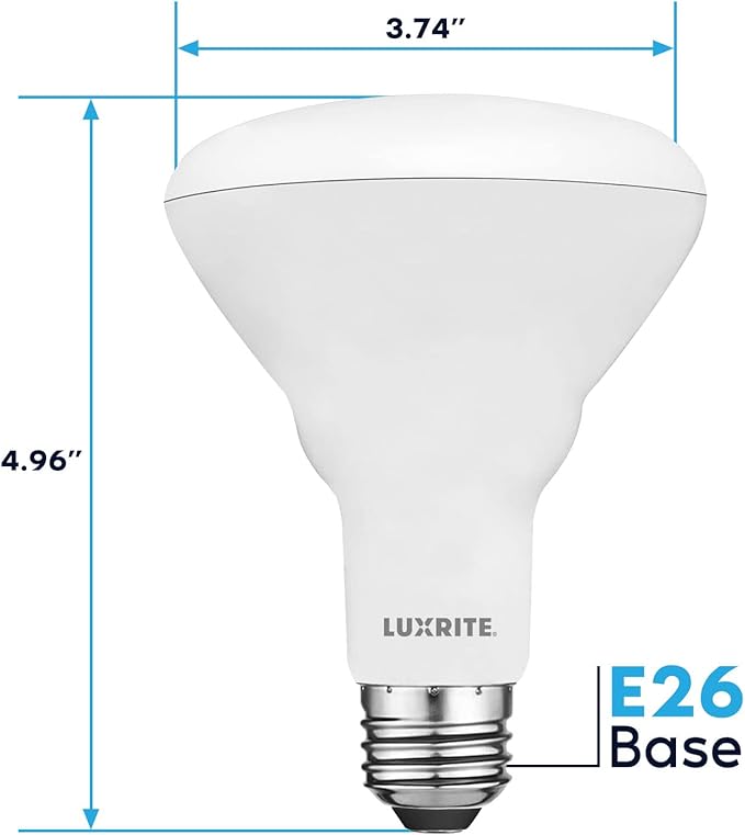 LUXRITE 4-Pack BR30 LED Bulb, 65W Equivalent, 6500K Daylight, Dimmable, 650 Lumens, LED Flood Light Bulbs, 8.5W, Energy Star, E26 Medium Base, Damp Rated, Indoor/Outdoor - Living Room and Kitchen