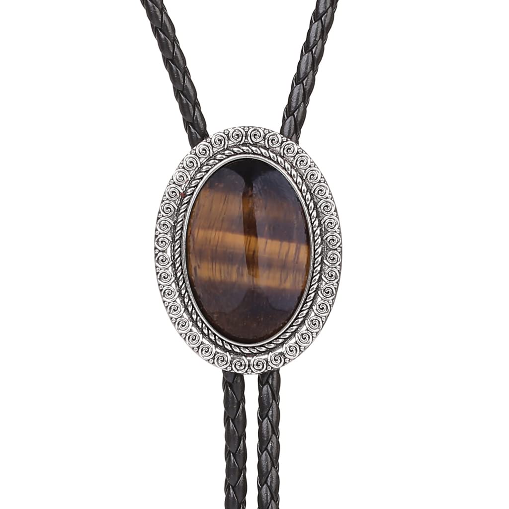 Jeilwiy Bolo Tie Real Stone Tigers Eye Bolo Tie Bolero Ties Men Cowboy Neck Tie Bolo Necklace Cowboy Necktie Mens Bolo Ties Western