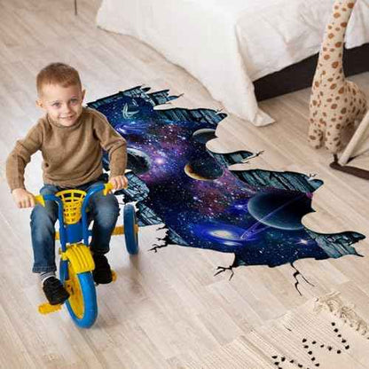 3D Space Wall Decals for Kids Room, 23 x 35 inches, Removable Wall Stickers, 2 Sheets (Galaxy)
