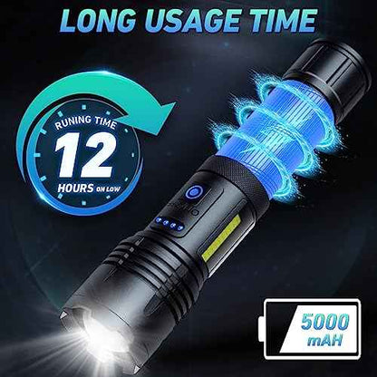 Rechargeable LED Flashlights High Lumen,99,000 Lumens Super Bright Flashlight,Powerful Flash Light 7 Modes with COB Work Light IPX7 Waterproof for Outdoor Emergency Camping Hiking¡¦