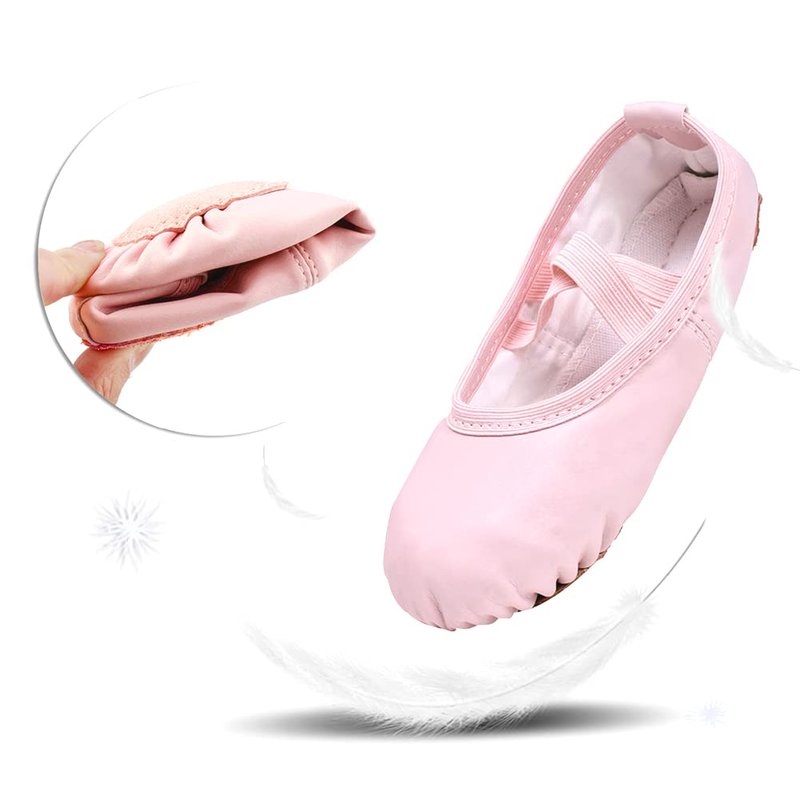 Stelle Ballet Shoes for Girls Toddler Ballet Slippers Soft Leather Boys Dance Shoes for Toddler/Little Kid/Big Kid(Pink, 5MT)