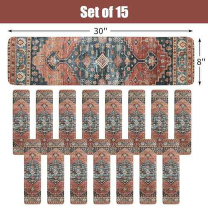 HOMBYS Non-Slip Carpet Stair Treads for Wooden Steps Set of 15, 30"X8" Indoor Stair Runner Extra Slip Resistant Stair Rugs Rubber Safety Mats, Stairway Grip Step Treads RED&Blue