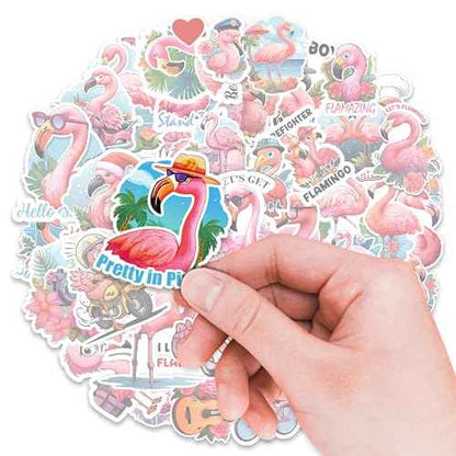 Flamingo Stickers 50 Pieces Vinyl Waterproof Decal for Laptop Water Bottle Phone Car Window Bike Motorcycle Stakeboard Scrapbook Flamingos Sticker Gifts for Kid Teen Adult