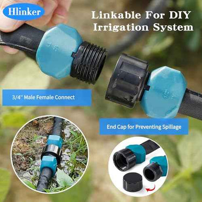 2025 Flat Soaker Hose 100 ft (50ft 2Packs) with Stake for Garden, Linkable Drip Hose Diy Automates Garden Irrigation System Saving 88% Water, Dual-layer Leak-free Design Water Hose with Holes