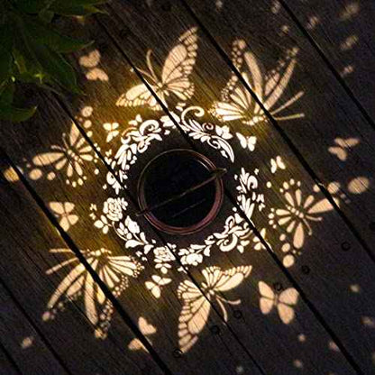 2 Pack Solar Butterfly Lanterns Outdoor Hanging Decor Lantern,Waterproof Hollow Out Retro Metal Decorative Garden Light,Graceful Decoration for Patio,Yard,Landscape,Festival