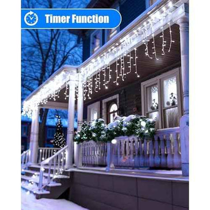 Minetom Icicle Lights for Outside, 100Ft 832 LED White Christmas Lights with 156 Drops,Outdoor Icicle Christmas Light with Remote and Timer for House Roof, Pure White
